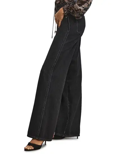 Veronica Beard Women's Kasey Mid-Rise Wide-Leg Jeans | Thumbnail 4