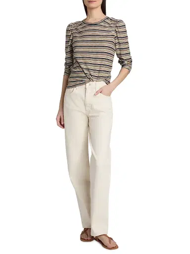Veronica Beard Women's Bouvet Striped Cotton Long-Sleeve T-Shirt | Thumbnail 2
