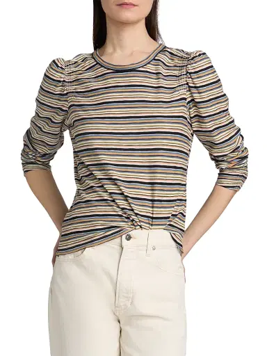 Veronica Beard Women's Bouvet Striped Cotton Long-Sleeve T-Shirt | Thumbnail 3