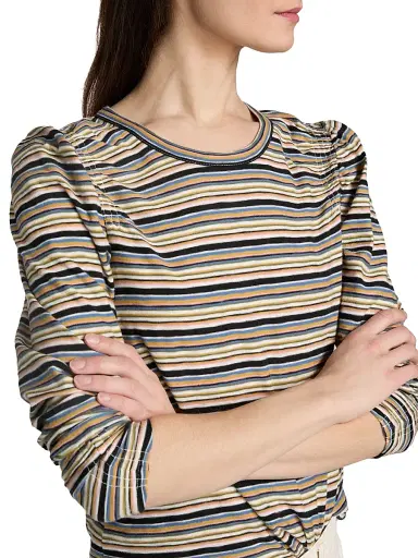 Veronica Beard Women's Bouvet Striped Cotton Long-Sleeve T-Shirt | Thumbnail 6