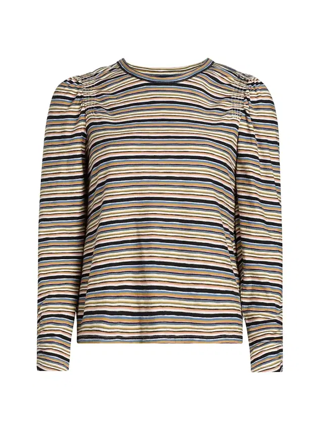 Veronica Beard Women's Bouvet Striped Cotton Long-Sleeve T-Shirt - Variegated Multi Stripe