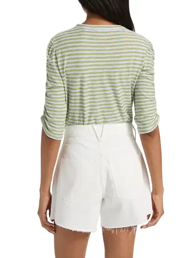 Veronica Beard Women's Waldorf Striped Ruched-Sleeve Cotton Jersey T-Shirt | Thumbnail 5