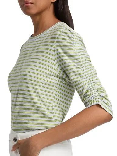 Veronica Beard Women's Waldorf Striped Ruched-Sleeve Cotton Jersey T-Shirt | Thumbnail 6