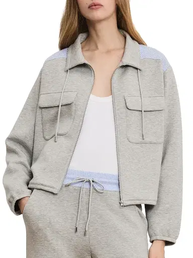 Veronica Beard Women's Stellant Mixed-Media Jacket - Light Heather Grey | Thumbnail 3