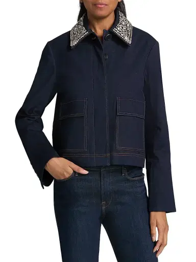 Veronica Beard Women's Barrington Denim Embellished Jacket - Midnight Wash | Thumbnail 3
