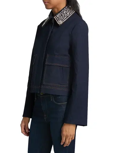 Veronica Beard Women's Barrington Denim Embellished Jacket - Midnight Wash | Thumbnail 4