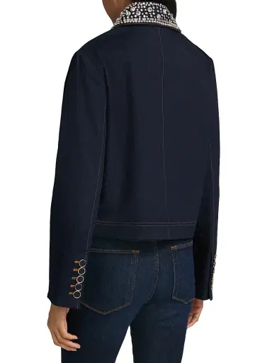 Veronica Beard Women's Barrington Denim Embellished Jacket - Midnight Wash | Thumbnail 5