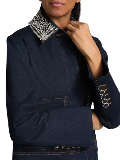 Veronica Beard Women's Barrington Denim Embellished Jacket - Midnight Wash | Thumbnail 7