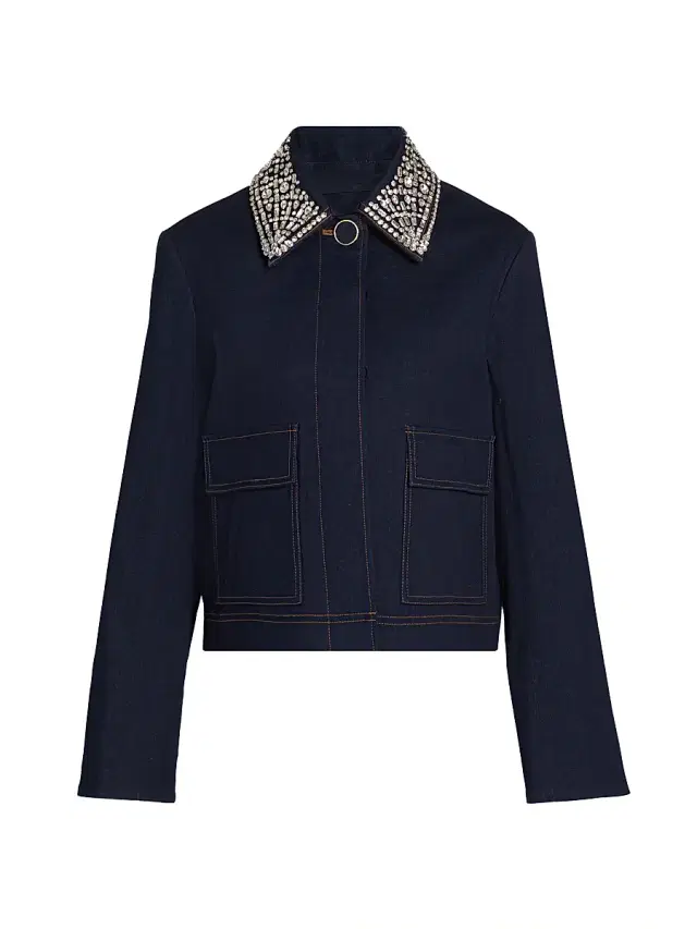 Veronica Beard Women's Barrington Denim Embellished Jacket - Midnight Wash