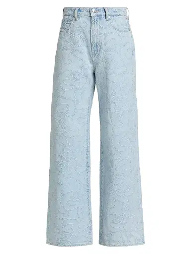 Veronica Beard Women's Taylor Embroidered High-Rise Wide-Leg Jeans | Thumbnail 1 Veronica Beard Women's Taylor Embroidered High-Rise Wide-Leg Jeans | Thumbnail 1