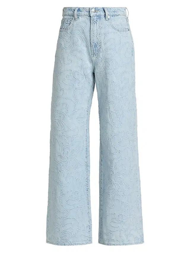 Veronica Beard Women's Taylor Embroidered High-Rise Wide-Leg Jeans - Sun Spark