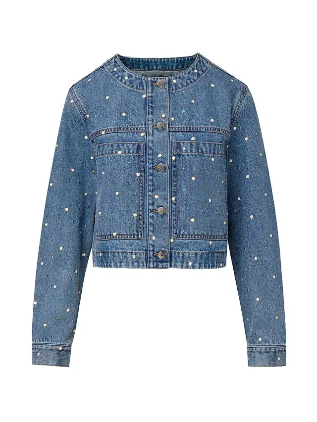 Veronica Beard Women's Lowry Bezel Stud Denim Jacket - Amethyst Frost