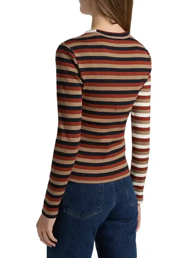 Veronica Beard Women's Dilia Striped Button-Front Top - Malt Navy Red Oak | Thumbnail 5