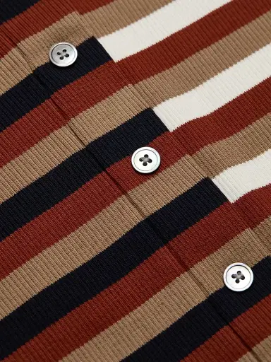 Veronica Beard Women's Dilia Striped Button-Front Top - Malt Navy Red Oak | Thumbnail 7