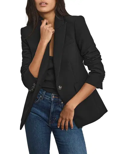 Veronica Beard Women's Miller Peak-Lapel Blazer - Black - Size 2 | Thumbnail 3