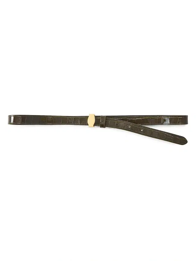 Veronica Beard Women's Dash Croc-Embossed Leather Belt - Cypress