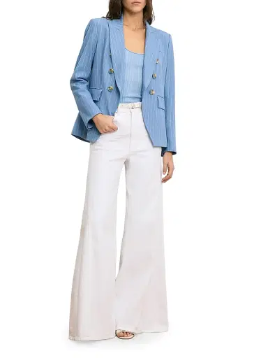 Veronica Beard Women's Miller Pinstriped Double-Breasted Dickey Jacket - Blue Jay Dove - Size 2 | Thumbnail 2