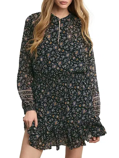 Veronica Beard Women's Mirabel Printed Silk Minidress - Dark Hunter Green Multi | Thumbnail 2