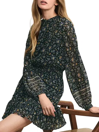 Veronica Beard Women's Mirabel Printed Silk Minidress - Dark Hunter Green Multi | Thumbnail 5