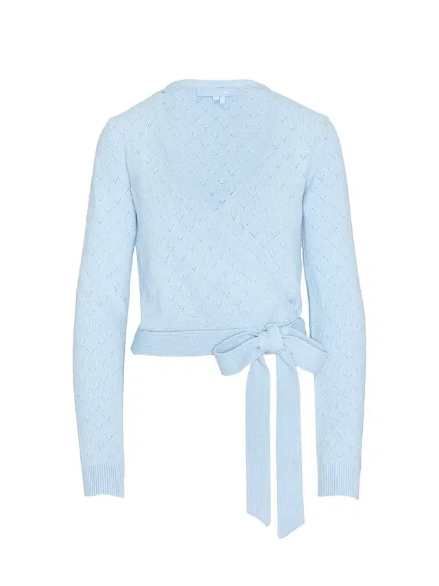 Hill House Home Women's The Deirdre Wrap Sweater - Light Blue Pointelle