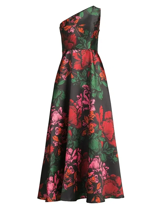 Hutch Women's Cassandra Floral One-Shoulder A-Line Maxi Dress - Black Multi