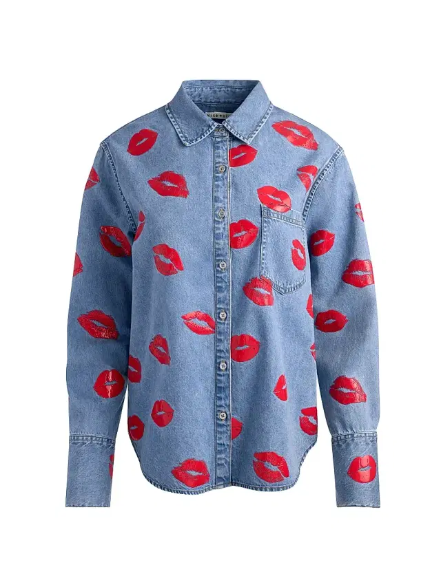 ALICE + OLIVIA Women's Finely Oversized Denim Shirt - Denver Bright Blue