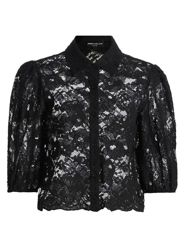 Generation Love Women's Tammy Floral Lace Shirt - Black