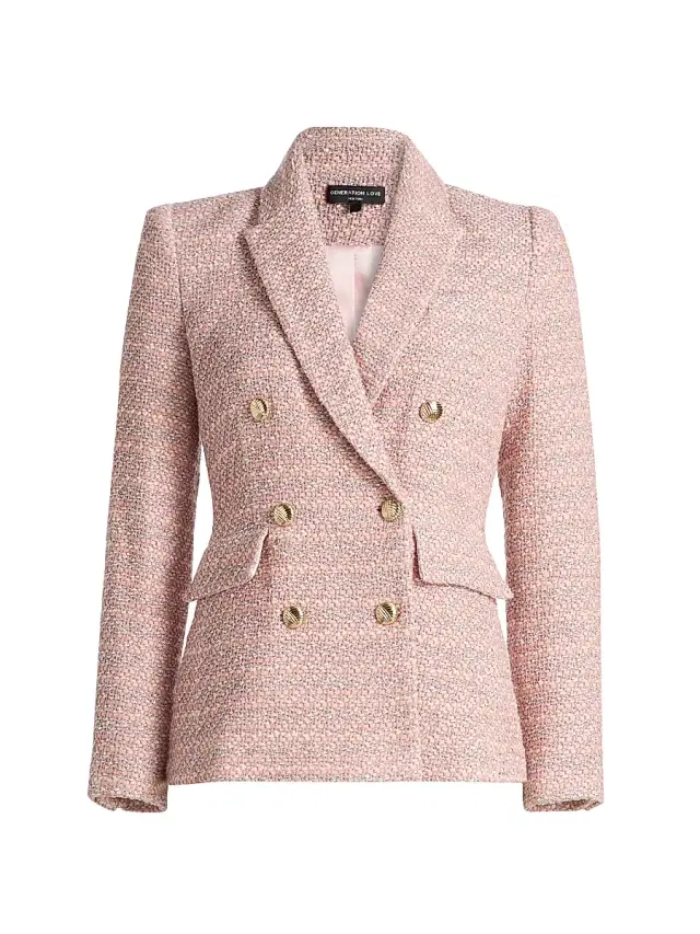 Generation Love Women's Arielle Tweed Double-Breasted Blazer - Pink Multi
