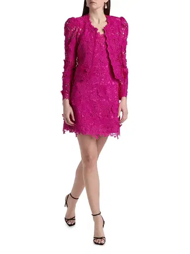 Generation Love Women's Bondi Guipure Lace Jacket - Hibiscus | Thumbnail 2