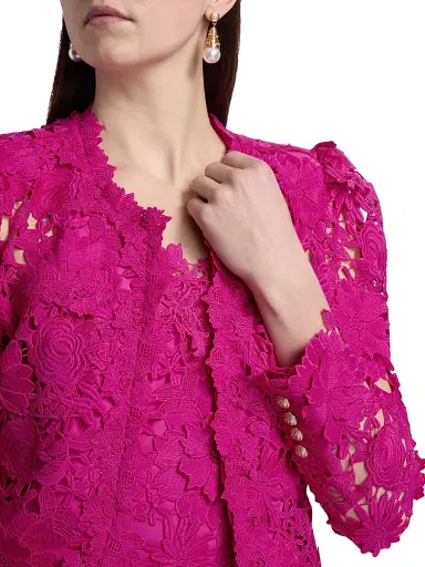 Generation Love Women's Bondi Guipure Lace Jacket - Hibiscus | Thumbnail 6