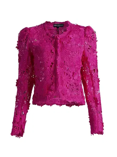Generation Love Women's Bondi Guipure Lace Jacket - Hibiscus | Thumbnail 1