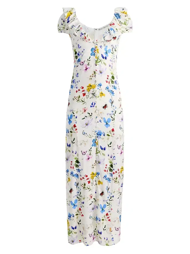 Alice + Olivia Women's Tara Twisting Vines Slipdress - Twisting Vines Off White