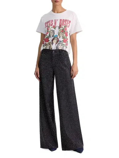 Alice + Olivia Women's Amazing Embellished Mid-Rise Baggy Jeans | Thumbnail 2 Alice + Olivia Women's Amazing Embellished Mid-Rise Baggy Jeans | Thumbnail 2