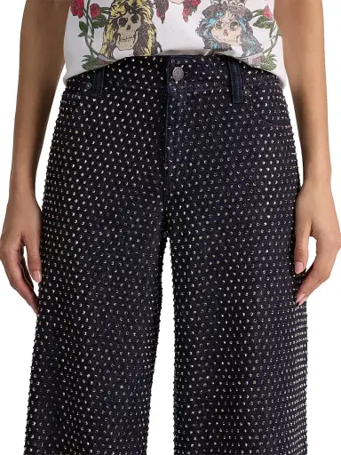 Alice + Olivia Women's Amazing Embellished Mid-Rise Baggy Jeans | Thumbnail 6 Alice + Olivia Women's Amazing Embellished Mid-Rise Baggy Jeans | Thumbnail 6