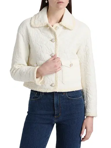 Generation Love Women's Fabiana Quilted Puffer Jacket - Cream | Thumbnail 3