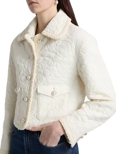 Generation Love Women's Fabiana Quilted Puffer Jacket - Cream | Thumbnail 6