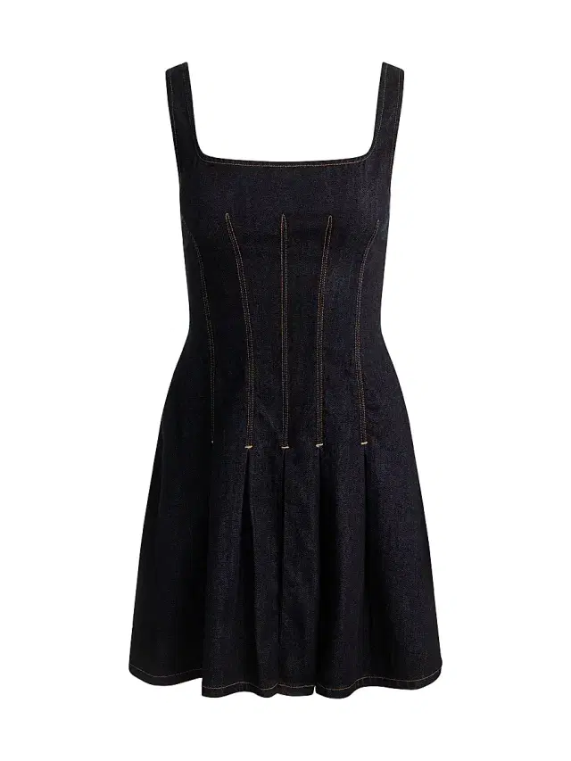 ALICE + OLIVIA Women's Hollis Square Neck Denim A-Line Minidress - Dark Rinse