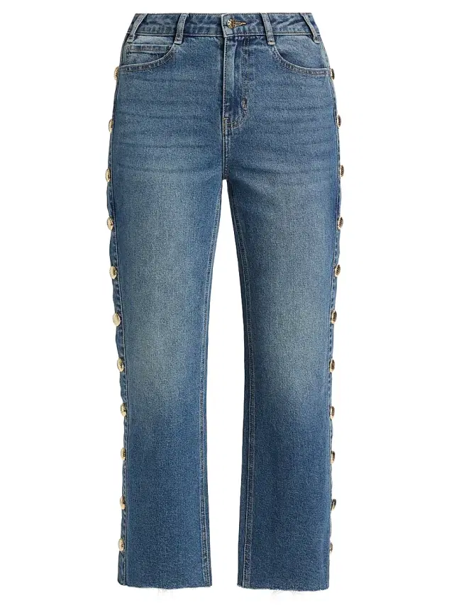 Generation Love Women's Stephen Button-Detail Cropped Jeans - Vintage Med Blue