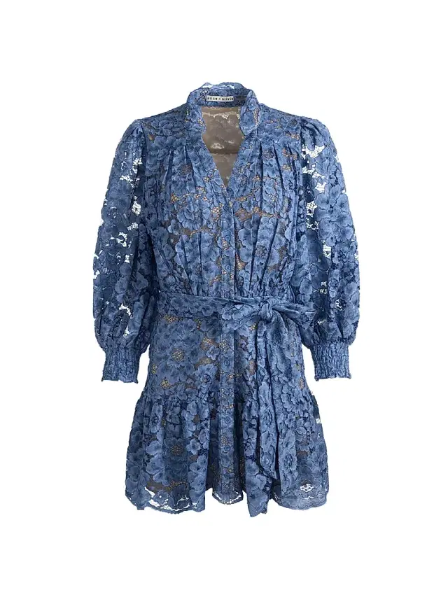 ALICE + OLIVIA Women's Cora Floral Open-Knit Minidress - Indigo