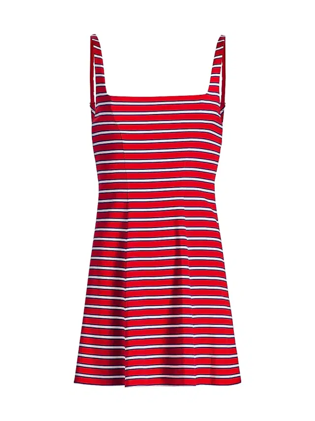 ALICE + OLIVIA Women's Julia Shadow Striped Minidress - Teakwood Chili Pepper