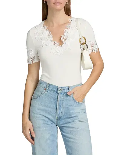 Generation Love Women's Shiloh 3D Lace Combo Top - White | Thumbnail 3