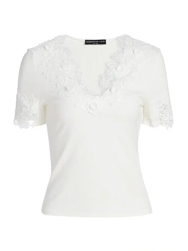Generation Love Women's Shiloh 3D Lace Combo Top - White