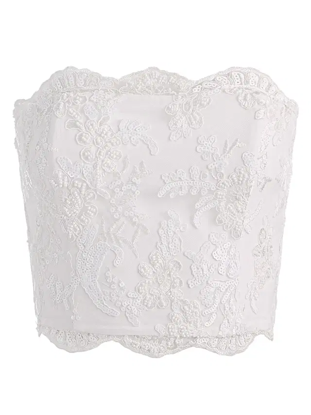 Alice + Olivia Women's Ceresi Embellished Lace Bandeau Top - Off White