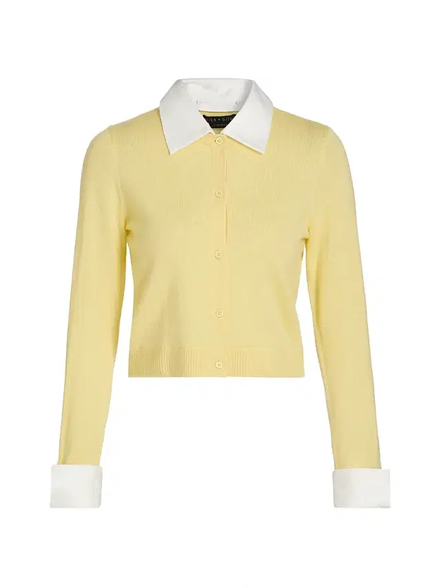 ALICE + OLIVIA Women's Dollie Cotton Collared Cardigan - Butter