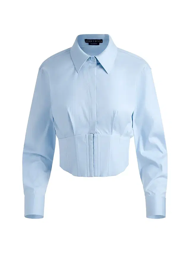 ALICE + OLIVIA Women's Edie Corset Cotton-Blend Shirt - Carolina Blue