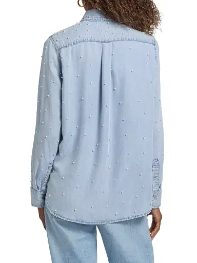 Generation Love Women's Marcello Imitation Pearl-Embellished Shirt - Light Blue Pearl | Thumbnail 5 Generation Love Women's Marcello Imitation Pearl-Embellished Shirt - Light Blue Pearl | Thumbnail 5