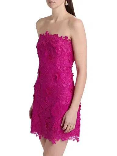 Generation Love Women's Lydia 3D Guipure Lace A-Line Minidress - Hibiscus | Thumbnail 4 Generation Love Women's Lydia 3D Guipure Lace A-Line Minidress - Hibiscus | Thumbnail 4