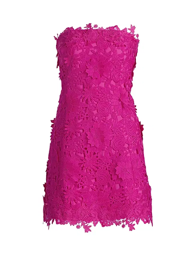 Generation Love Women's Lydia 3D Guipure Lace A-Line Minidress - Hibiscus