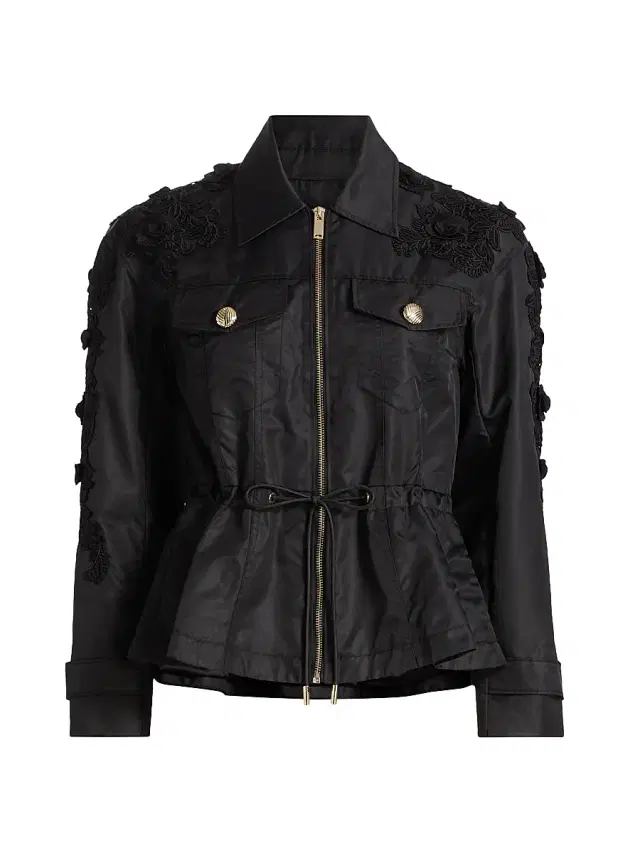 Generation Love Women's Janice Lace-Appliqued Utility Jacket - Black
