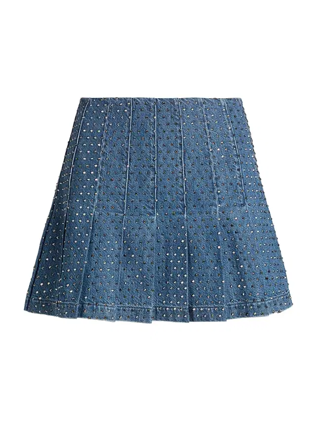 ALICE + OLIVIA Women's Carter Embellished Pleated Miniskirt - Brooklyn Blue Hematite